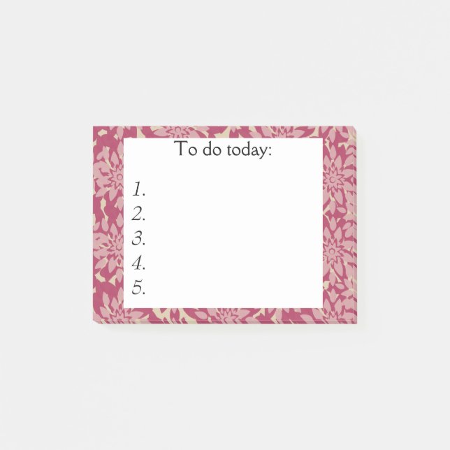 Bloco Post-it Flores Rosa em Vermelho Postam Nota (Frente)