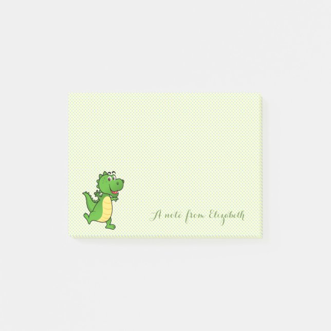 Bloco Post-it Fofo Adorável  Elegante ,Pontinhos, Crocodilo Feli (Frente)