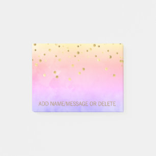 Bloco Post-it Folha Dourado personalizada do falso da aguarela