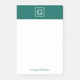 Bloco Post-it Forest Green moldou Monogrammed