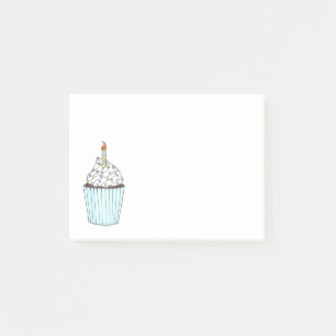 Bloco Post-it Fosco Feliz aniversário Cupcake Bake Candela Bday