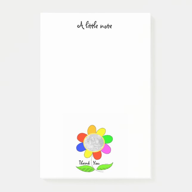 Bloco Post-it foto personalizada Obrigado flor (Frente)