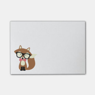 Bloco Post-it Fox de Brown do laço e do hipster dos vidros