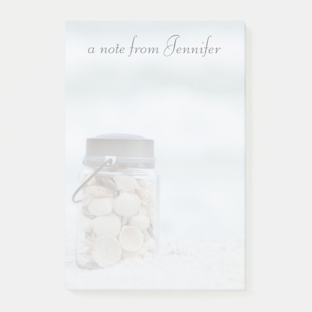 Bloco Post-it Frasco dos Seashells na praia | Florida (Frente)