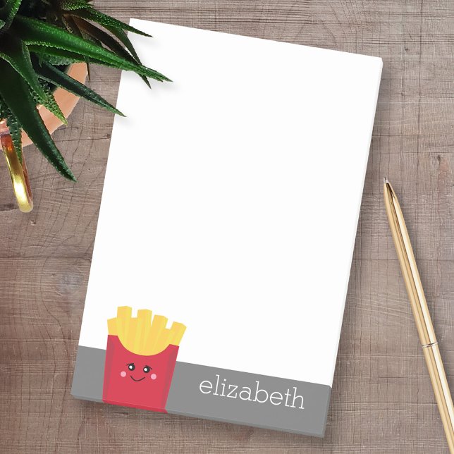Bloco Post-it Fritas Francesas Cute Kawaii com Nome Personalizad (Custom Post-it Note Pads - Add your name and other text)