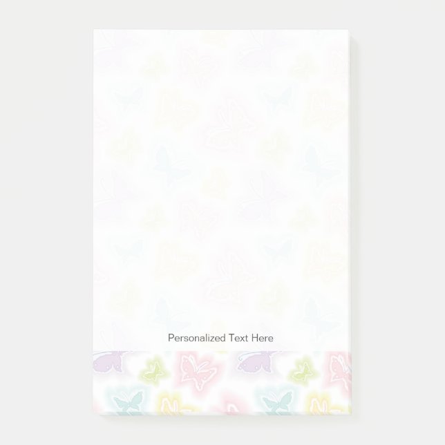 Bloco Post-it Fundo com borboletas em aquarela (Frente)