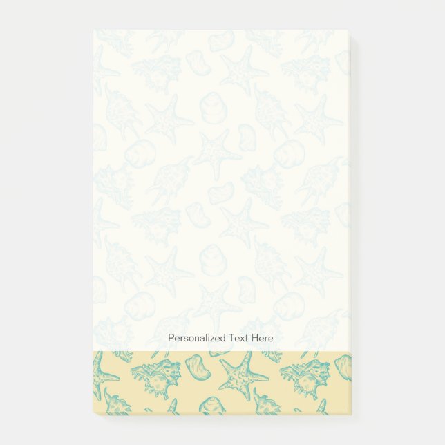 Bloco Post-it Fundo com conchas. Desenho manual 2 (Frente)