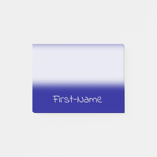 Bloco Post-it Fundo e luz azuis escuro básicos - nome cinzento (Frente)