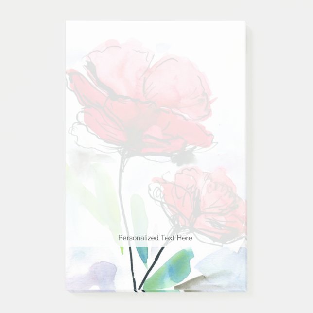 Bloco Post-it Fundo floral pintado abstrato (Frente)