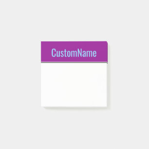 Bloco Post-it Fundo magenta escuro + nome azul claro