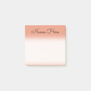 Bloco Post-it Fundo Salmon escuro minimalista & nome preto