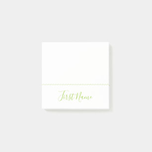 Bloco Post-it Fundo simples, liso, branco com nome verde