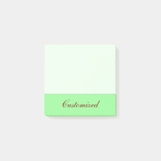 Bloco Post-it Fundo verde minimalista + Nome elegante marrom (Frente)