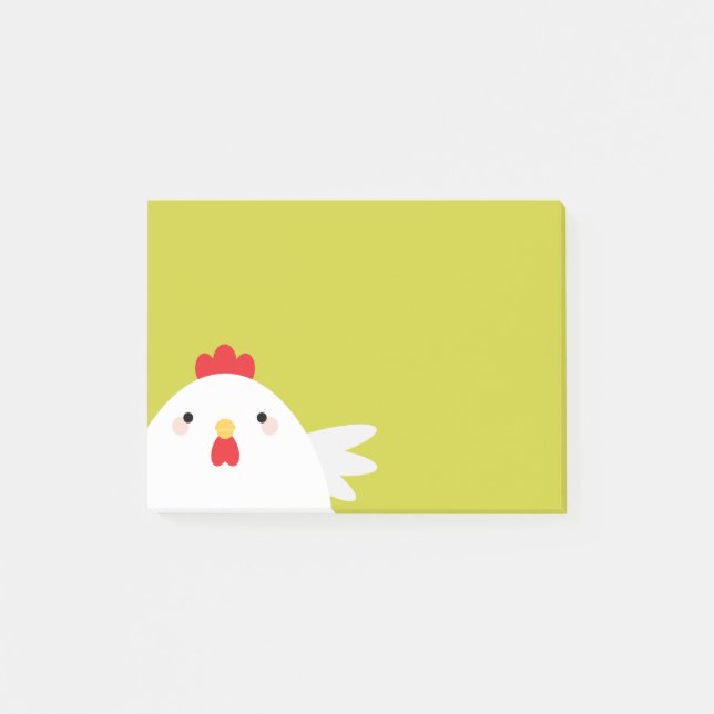 Bloco Post-it Galinha branca no verde (Frente)