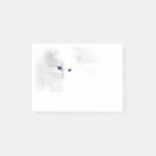 Bloco Post-it Gatinho branco macio com olhos roxos