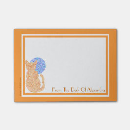 Bloco Post-it Gato e lua alaranjados personalizados Z da mesa