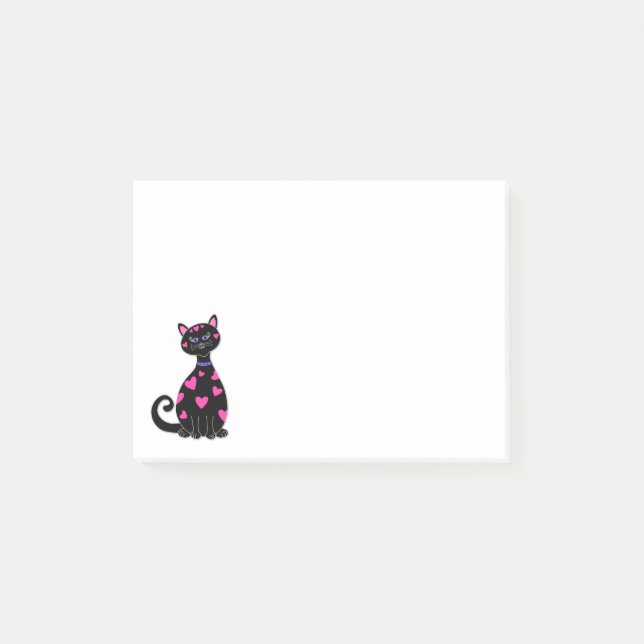 Bloco Post-it Gato lunático dos corações (Frente)