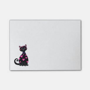 Bloco Post-it Gato lunático dos corações