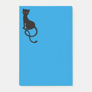 Bloco Post-it Gato preto mau gracioso azul