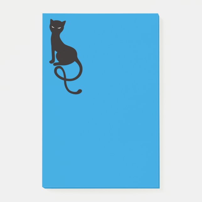 Bloco Post-it Gato preto mau gracioso azul (Frente)