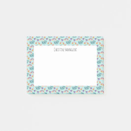 Bloco Post-it Gato sonhador que flutua no teste padrão da