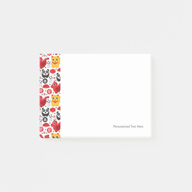 Bloco Post-it Gato sortudo, dragão e panda na China (Frente)