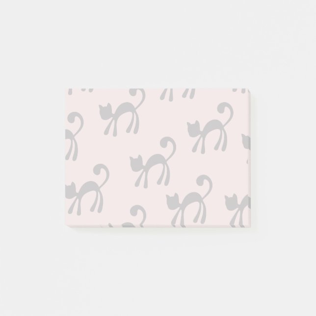 Bloco Post-it Gatos pretos artísticas no rosa (Frente)