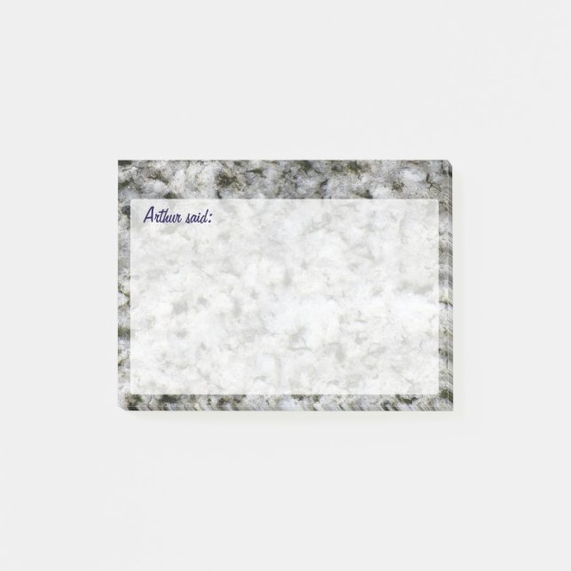 Bloco Post-it Geologia White Granite Rock Textura com Texto (Frente)