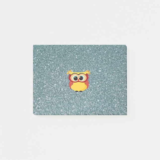 Bloco Post-it Glitter com Coruja (Frente)