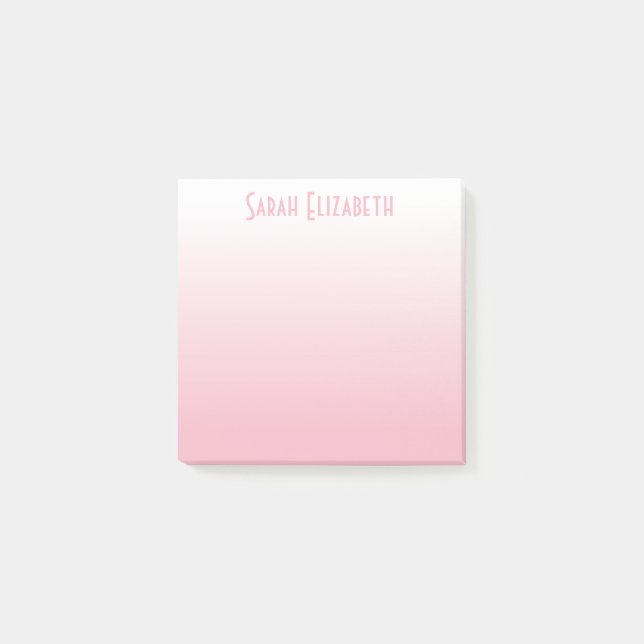 Bloco Post-it Gradiente Branco Rosa Pálido Personalizado (Frente)