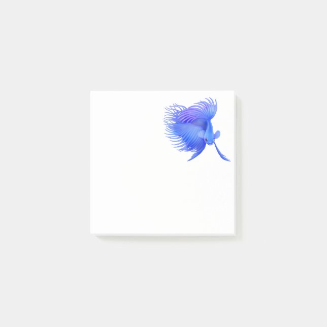 Bloco Post-it Grande Blue Betta Lutando Peixe Posta Notas (Frente)