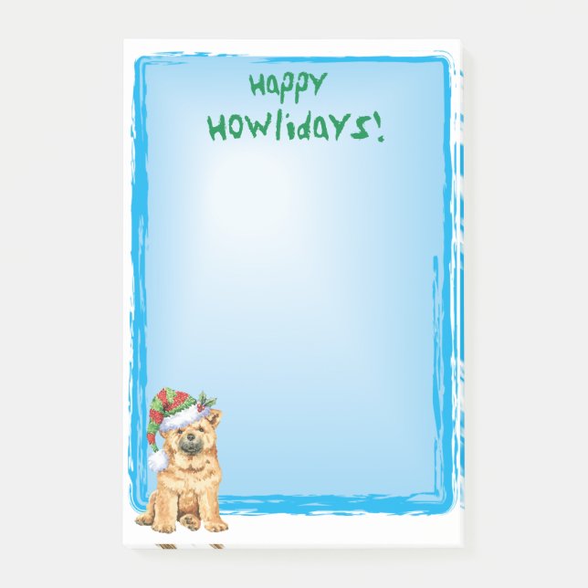 Bloco Post-it Happy Howlidays Chow Chow (Frente)