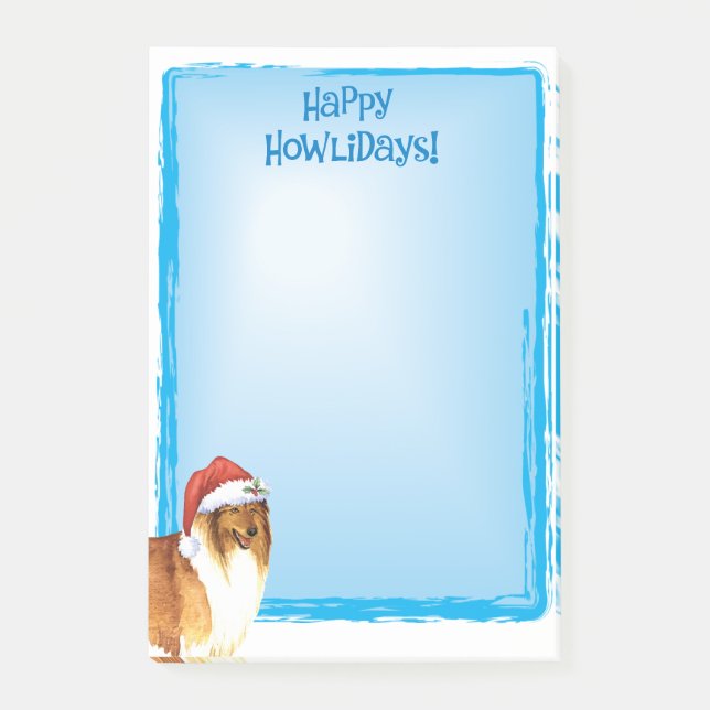 Bloco Post-it Happy Howlidays Collie (Frente)