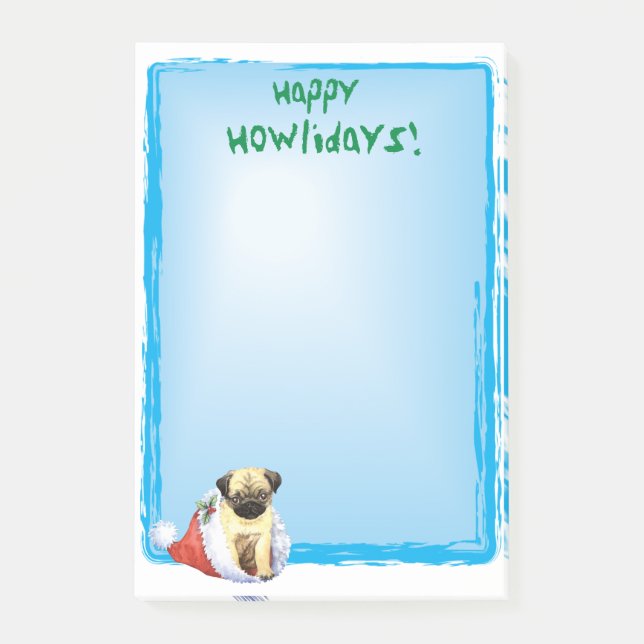 Bloco Post-it Happy Howlidays Pug (Frente)