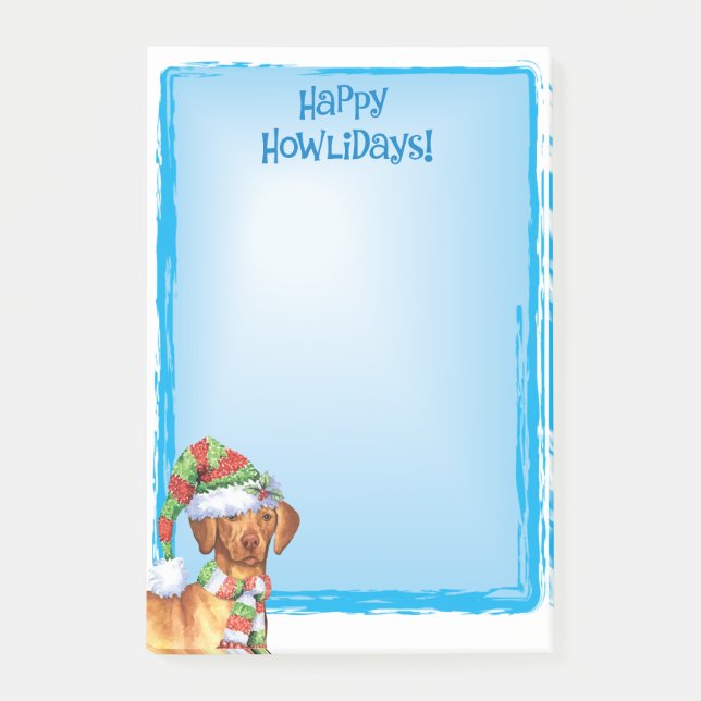 Bloco Post-it Happy Howlidays Vizsla (Frente)