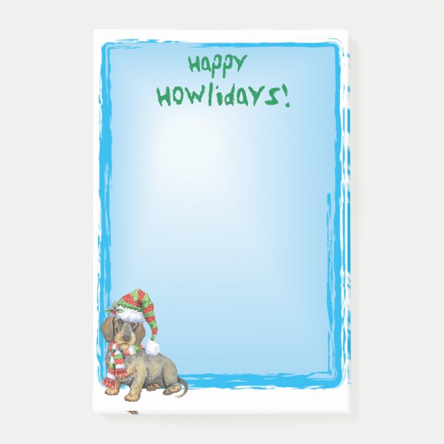Bloco Post-it Happy Howlidays Wirehaired Dachshund (Frente)