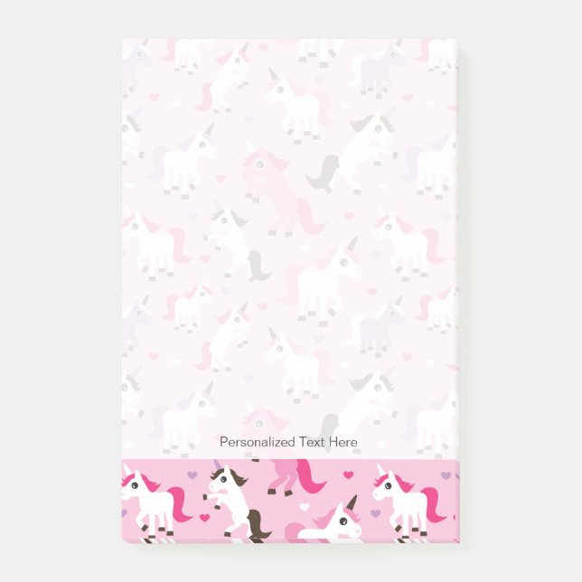 Bloco Post-it histórico de crianças com ilustração unicórn (Frente)