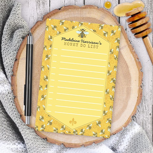Bloco Post-it Honeycomb Bumble Bee Honey Do List Personalizado (Criador carregado)