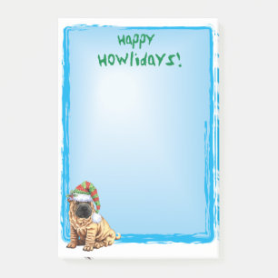 Bloco Post-it Howlidays feliz Shar-Pei