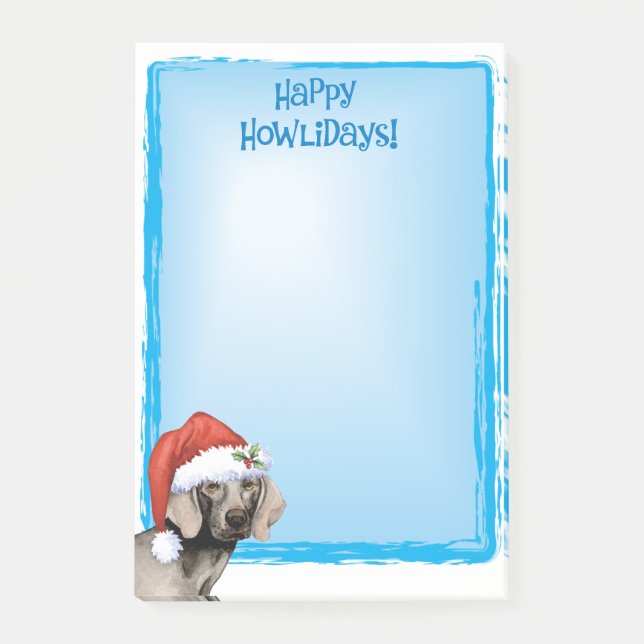Bloco Post-it Howlidays feliz Weimaraner (Frente)