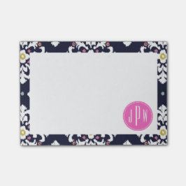 Bloco Post-it Ikat e Monograma Rosa