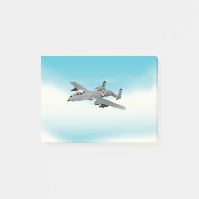 Bloco Post-it Ilustração de Avião Militar A10 (Frente)