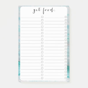 Bloco Post-it Impressão De Onda De Pedra Granita Turquesa