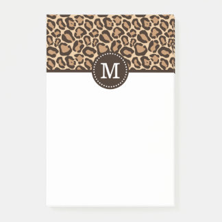 Bloco Post-it Impressão Leopardo e Monograma Personalizado Marro