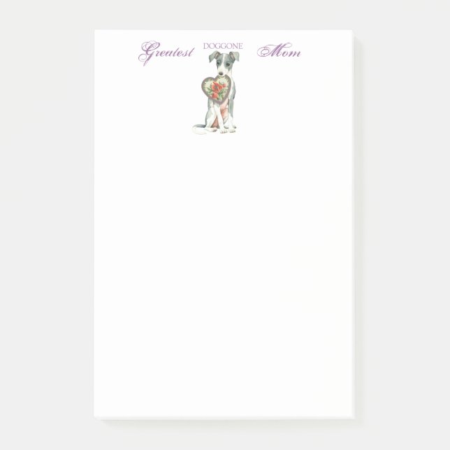 Bloco Post-it Italiano Greyhound Heart Mãe (Frente)
