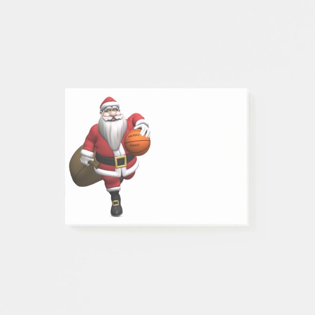 Bloco Post-it Jogador de Basquete do Papai Noel (Frente)