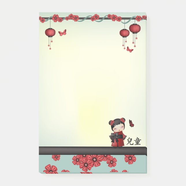 Bloco Post-it Kaiko, a "Criança" Kokeshi (Frente)