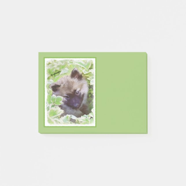Bloco Post-it Keeshond Puppy na Pintura Original (Frente)