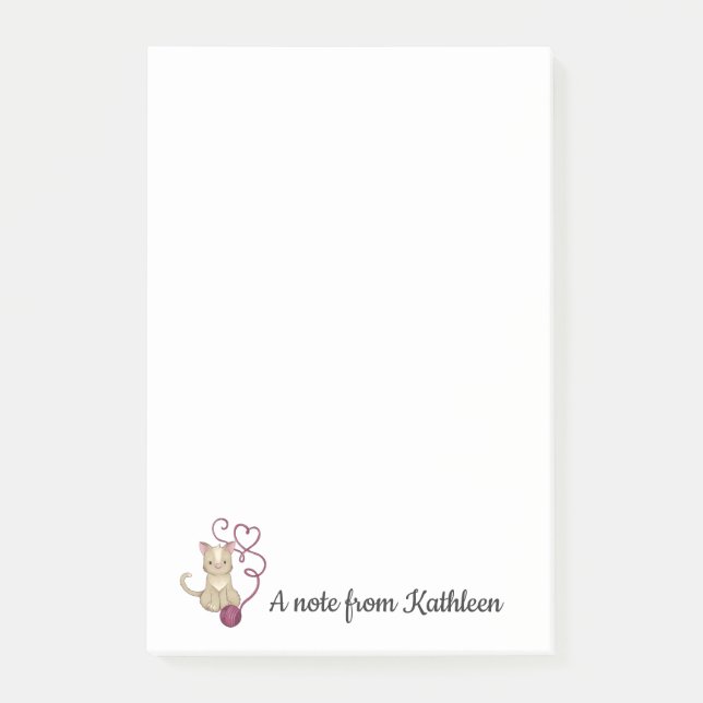 Bloco Post-it Kitty Cat Love Notes | Personalizar texto | Fios (Frente)