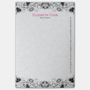 Bloco Post-it Lace Floral Da Vintagem Preta E Branca